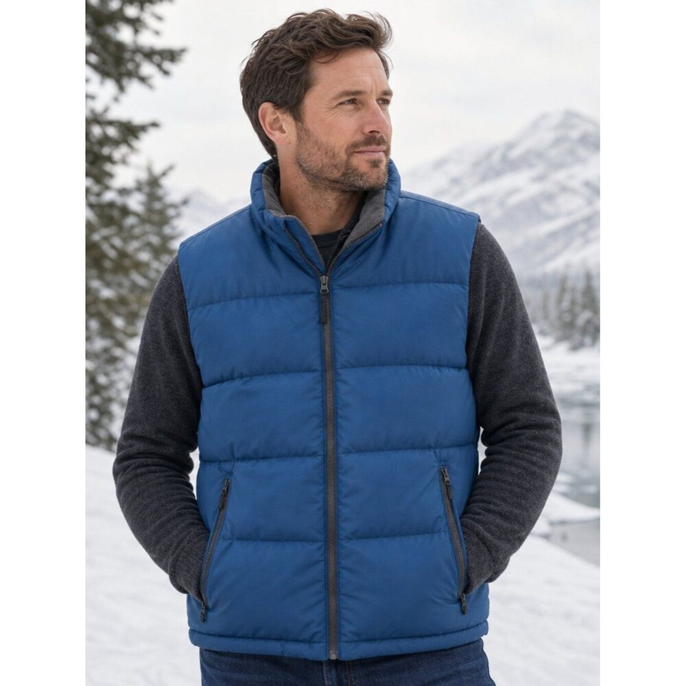 Outdoor Life Blue Quilted Zip‑Front Vest – Size M